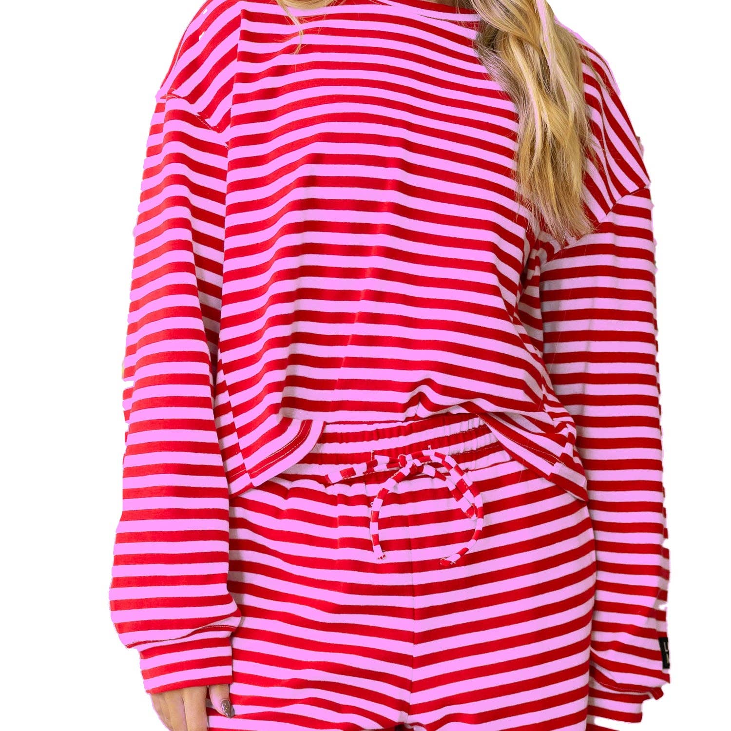 Girlie Girl Originals - LM-STRIPE LONGSLEEVE TOP-RED/PINK: RED/PINK / X-Large Girlie Girl Originals