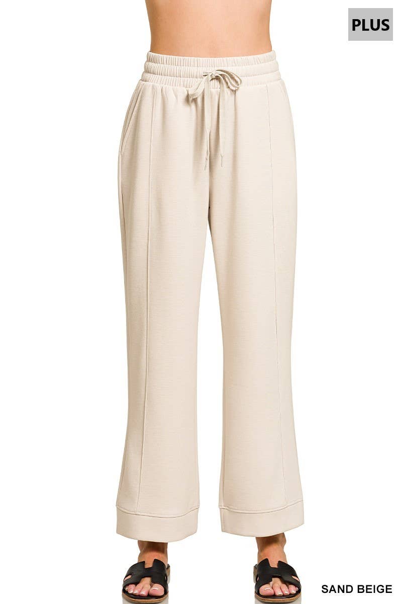 Vanilla Monkey - Plus Scuba Drawstring Pants: SAND BEIGE / 2-2-1(1X-2X-3X) Vanilla Monkey