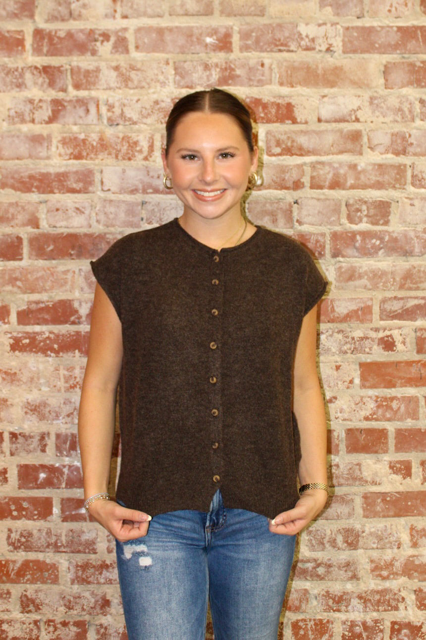 Blu Pepper Raw Edge Sleeveless Lightweight Cardigan Blu Pepper