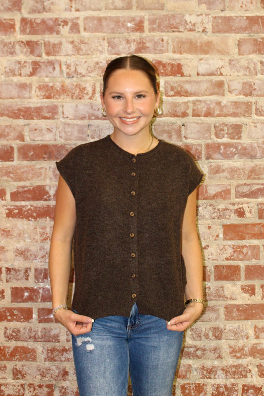 Blu Pepper Raw Edge Sleeveless Lightweight Cardigan Blu Pepper