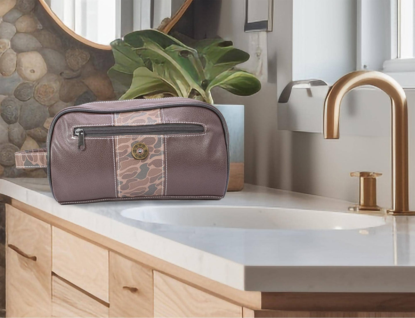 Zep-Pro - Shot Shell Brown Pebble Old School Camo Men's Toiletry Dopp Bag.: Brown/Tan Zep-Pro