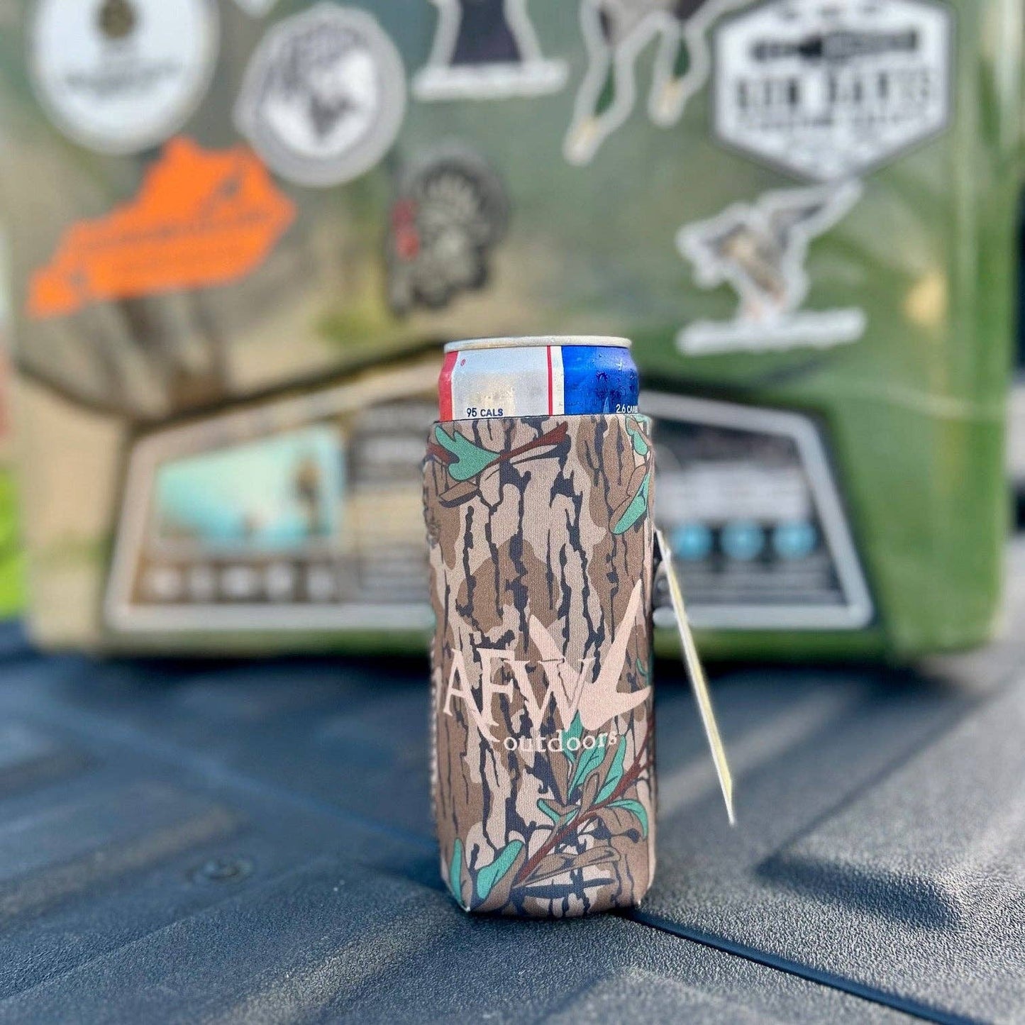 American Flyway Waterfowl - Turkey Logo Drink Koozies - Skinny Can: Mossy Oak American Flyway Waterfowl