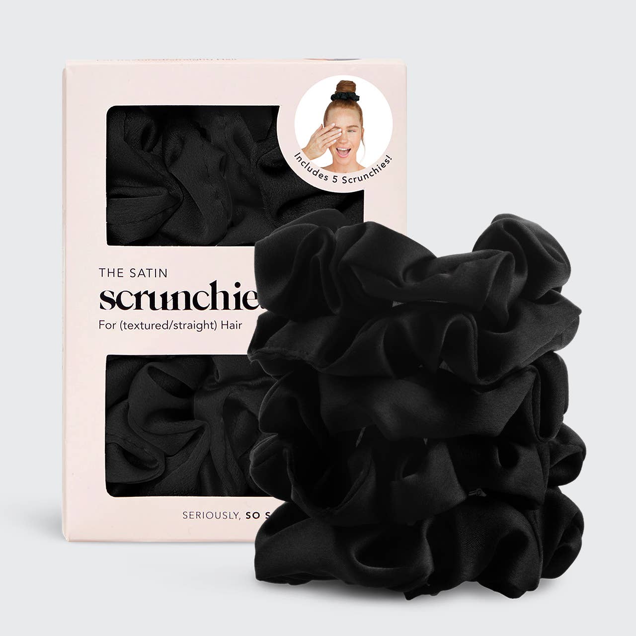 KITSCH - Satin Sleep Scrunchies 5pc - Black KITSCH