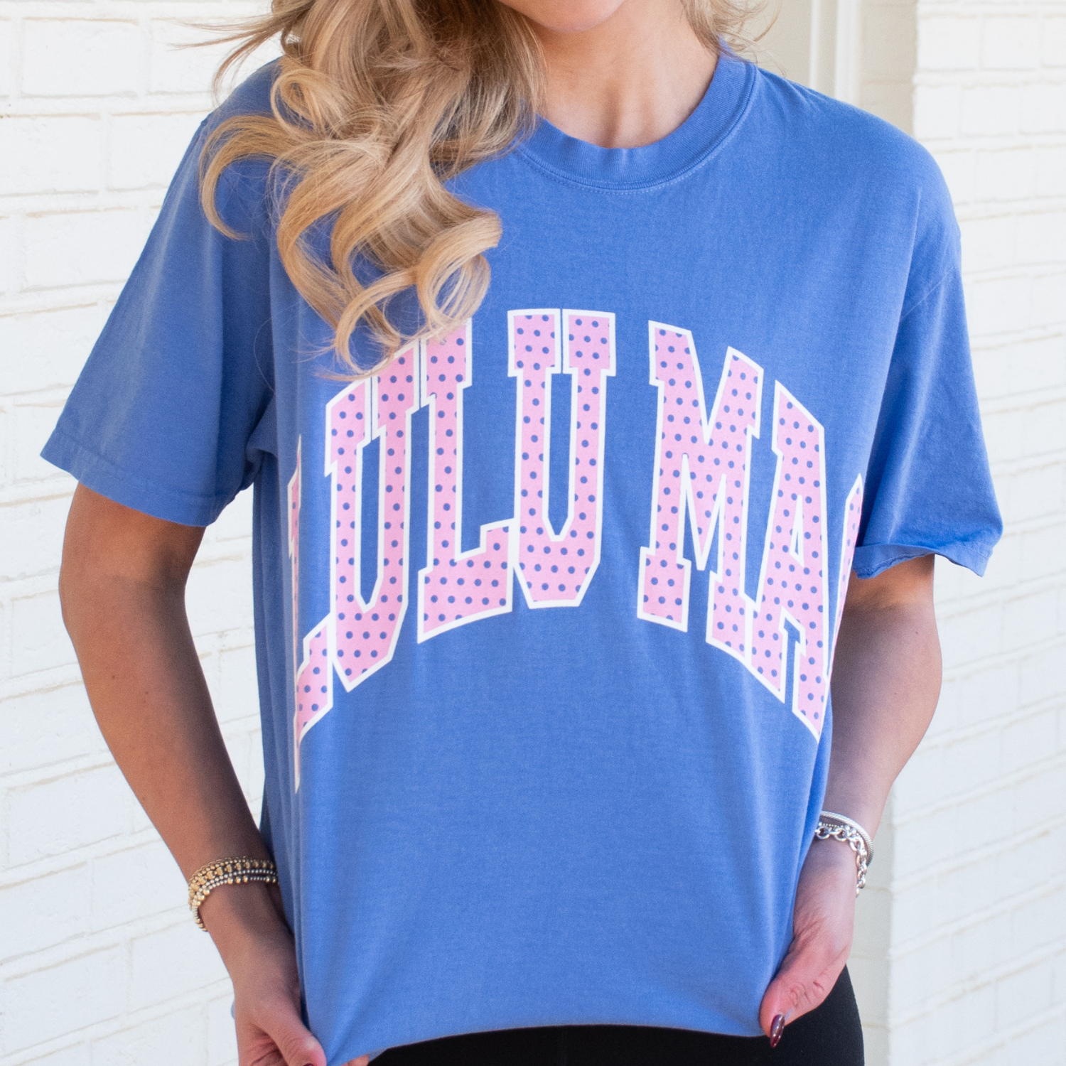 Girlie Girl Originals - LM-PD-1001 Polka Dot Adult Flow Blue Comfort Colors Tee: Flo Blue / X-Large Girlie Girl Originals