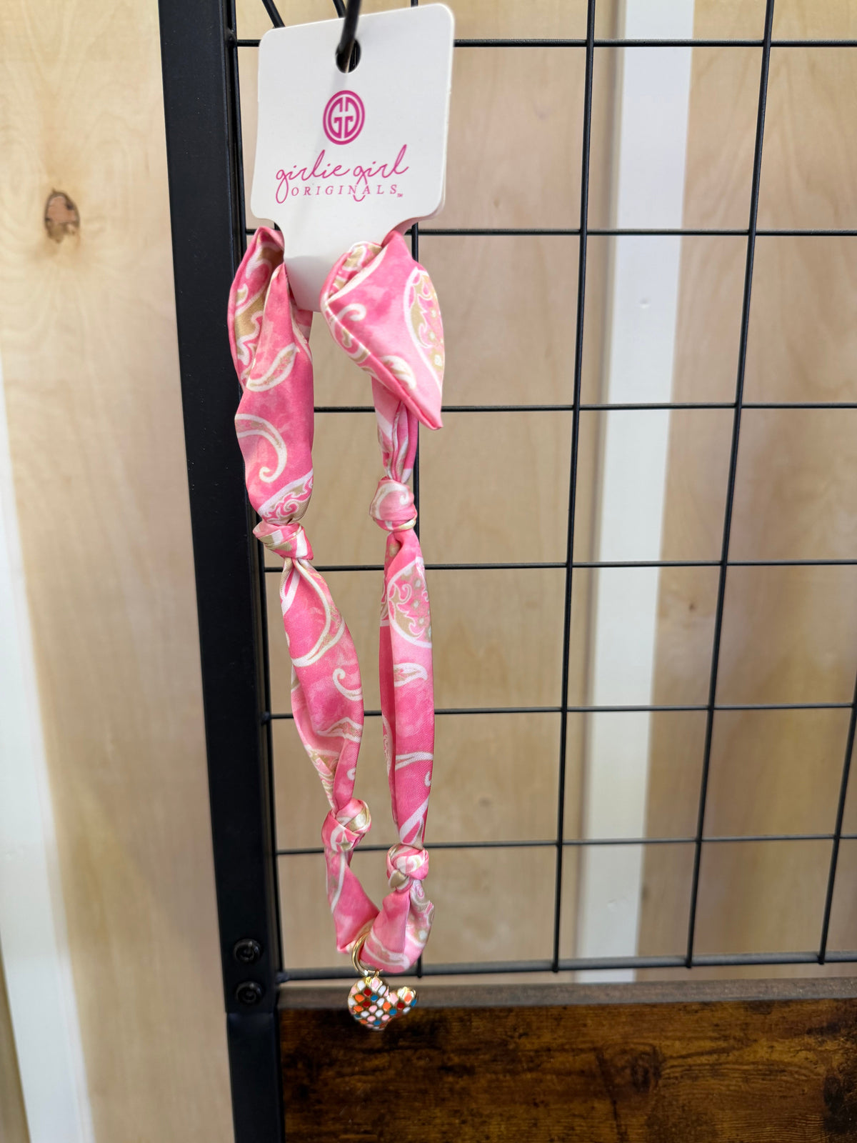 GIRLIE GIRL PINK SCARF NECKLACE WITH CHARM Girlie Girl Originals