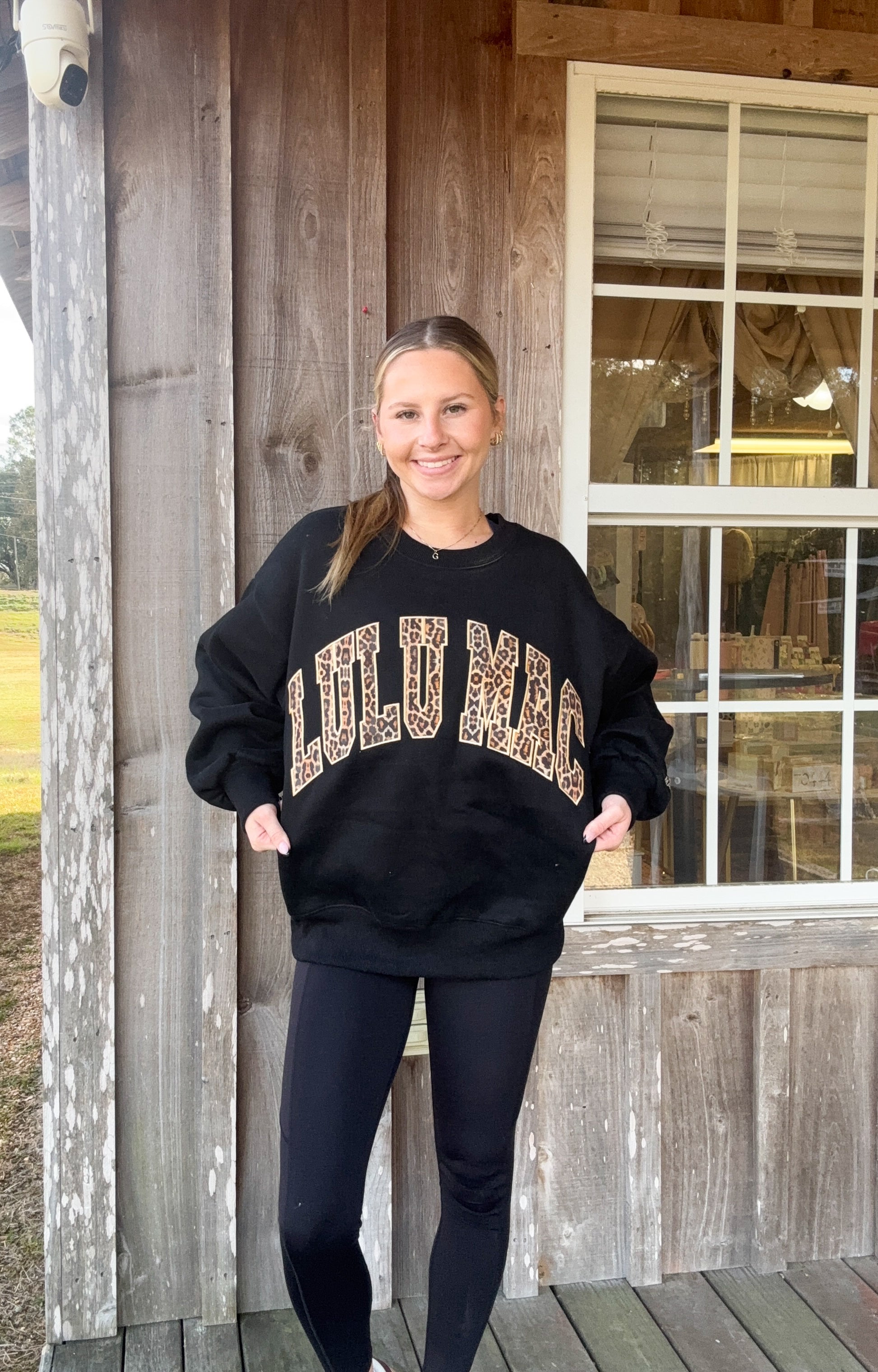 LULU MAC LEOPARD PRINT BLACK SWEATSHIRT Girlie Girl Originals