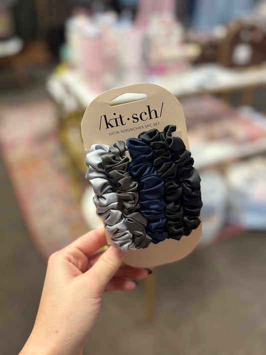 5 Piece Satin Petite Scrunchies Set- Midnight KITSCH