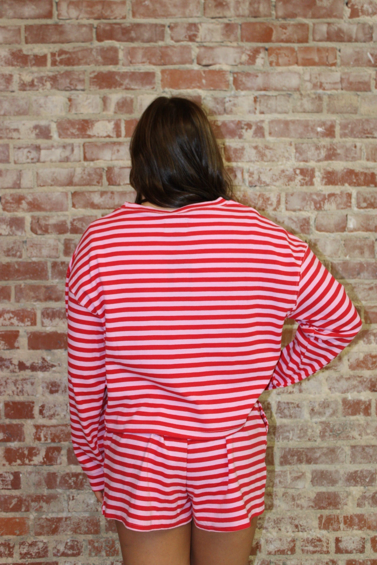 Lulu Mac Pink With Red Stripe Long Sleeve Shirt Girlie Girl Originals