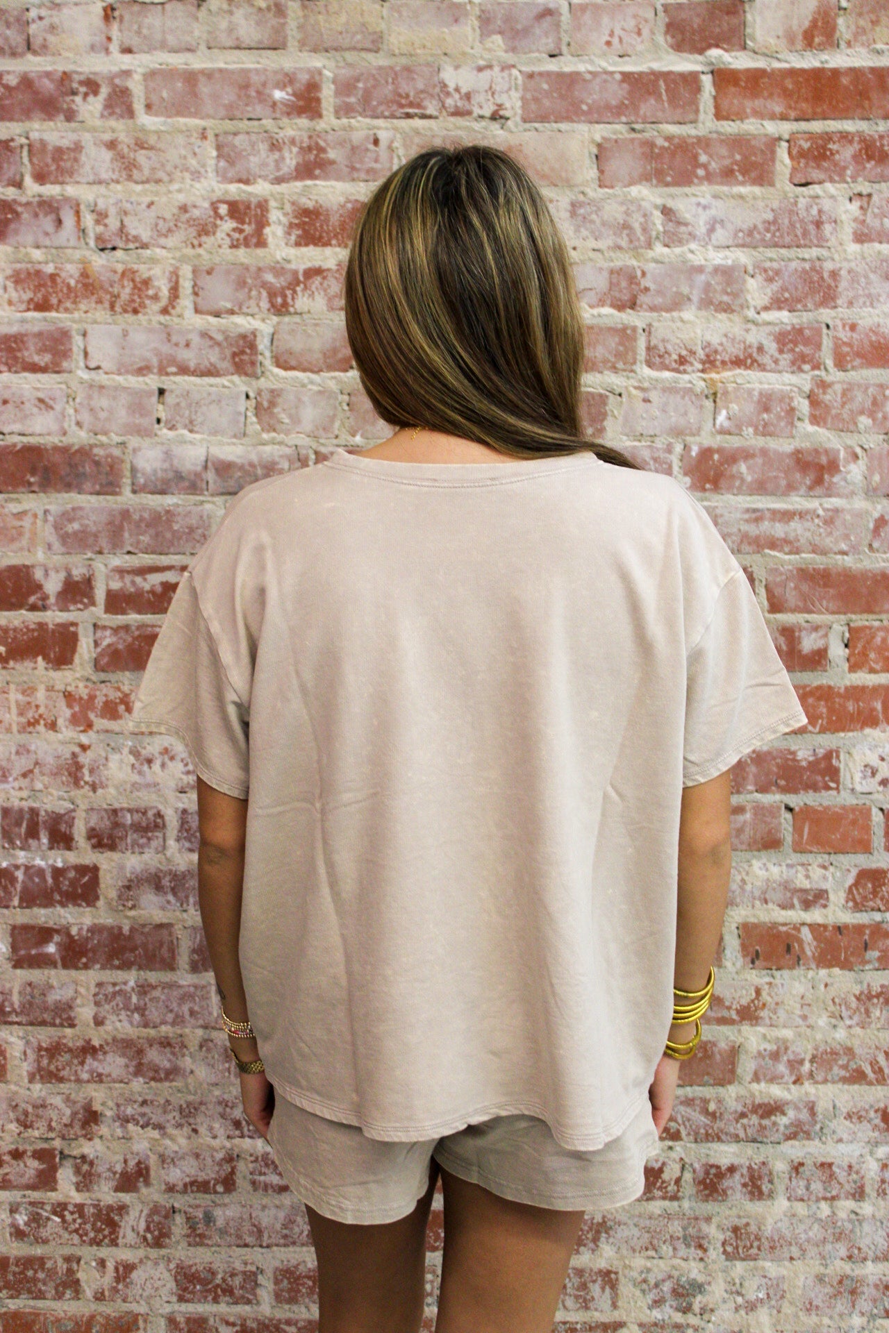 Zenana Ash Mocha French Terry Acid Washed Relaxed Top & Short Set Zenana