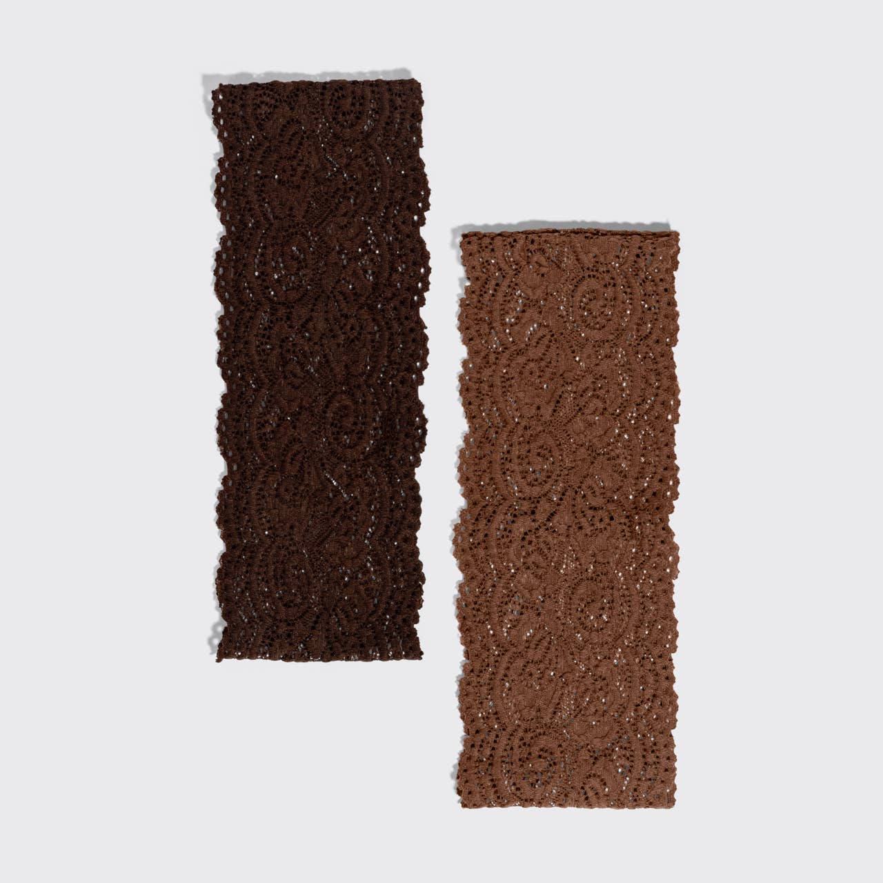 KITSCH - Wide Lace Elastic Headbands 2pc Set - Mocha & Chocolate KITSCH