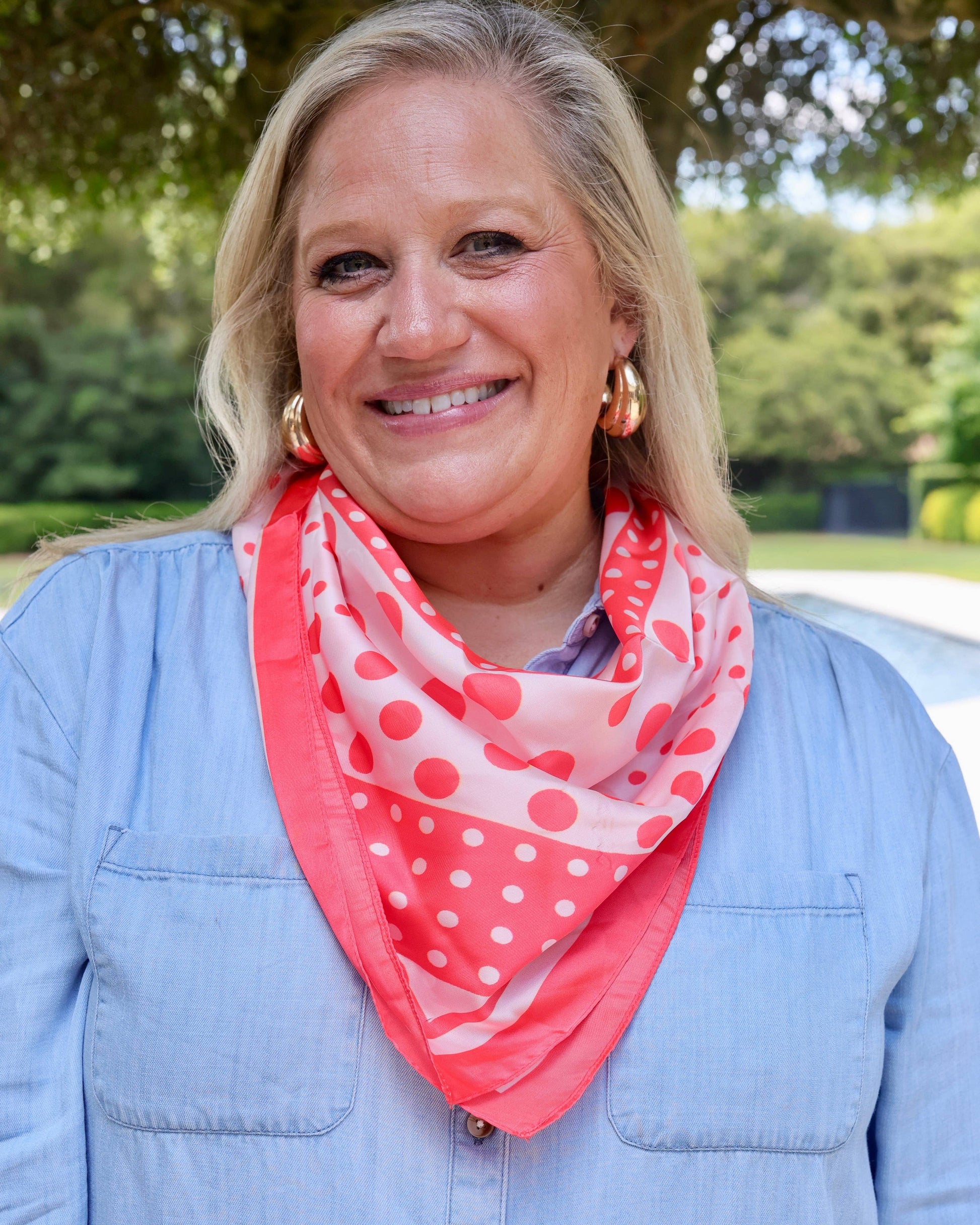 Caroline Hill - Lula Polka Dot Scarf Coral: Default Caroline Hill
