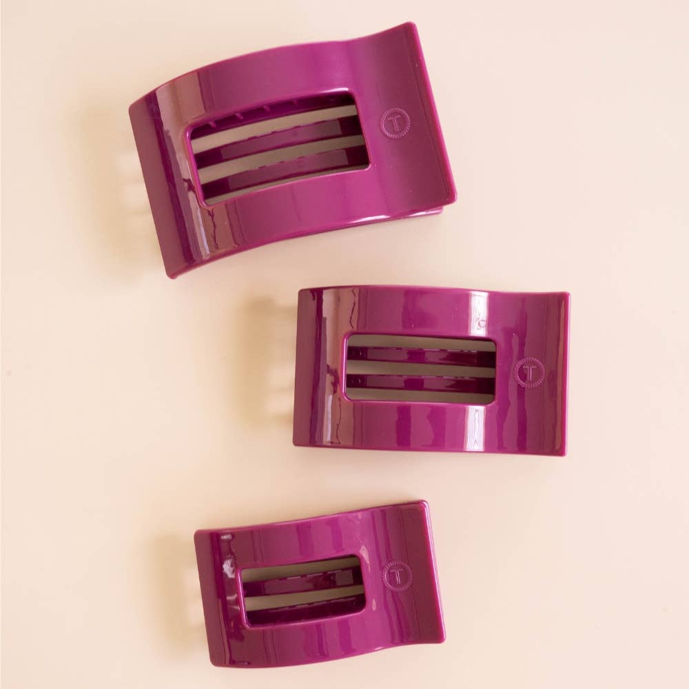 TELETIES - Mulberry Medium Flat Rectangle Hair Clip TELETIES