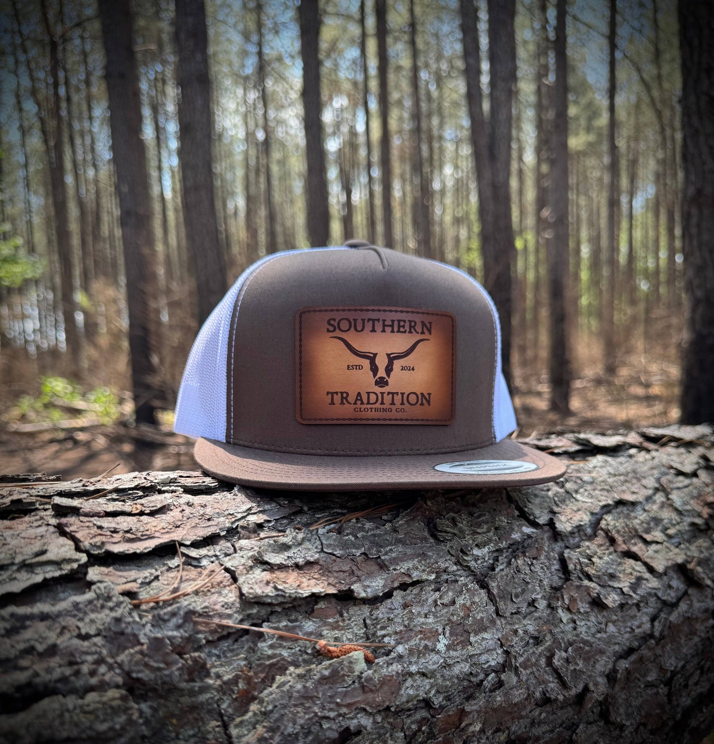Southern Tradition Tradition Clothing Co - Brown & White Flat Bill Trucker Southern Tradition Tradition Clothing Co