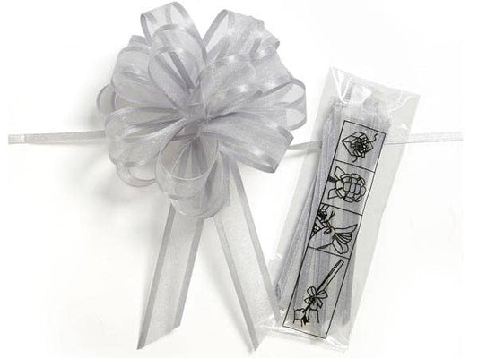 Nashville Wraps - Sheer And Metallic Gift Pull Bows: Metallic Silver / 12 Pack / 4.5'' Nashville Wraps