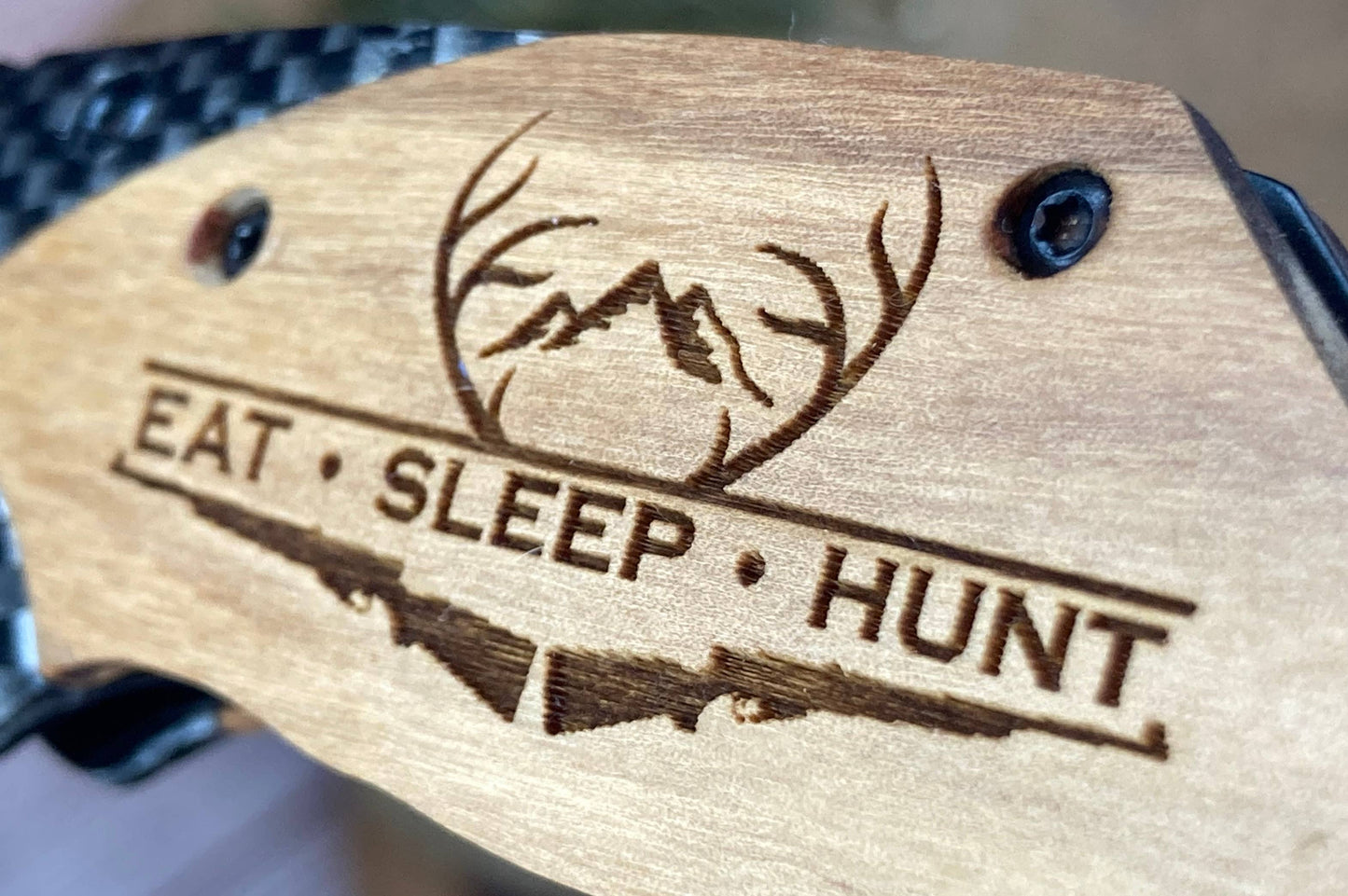 Quail Tail Laser Art - Eat Sleep Hunt Knife Quail Tail Laser Art