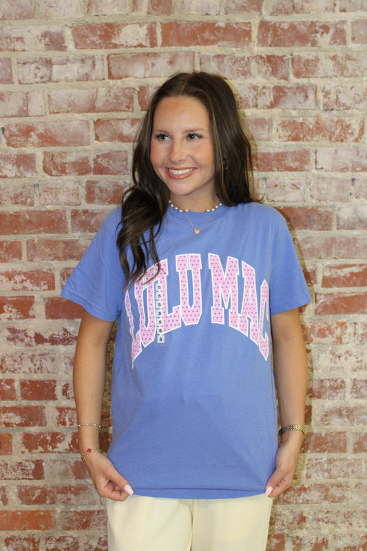 Lulu Mac Flow Blue Polka Dot Comfort Colors Tee Girlie Girl Originals