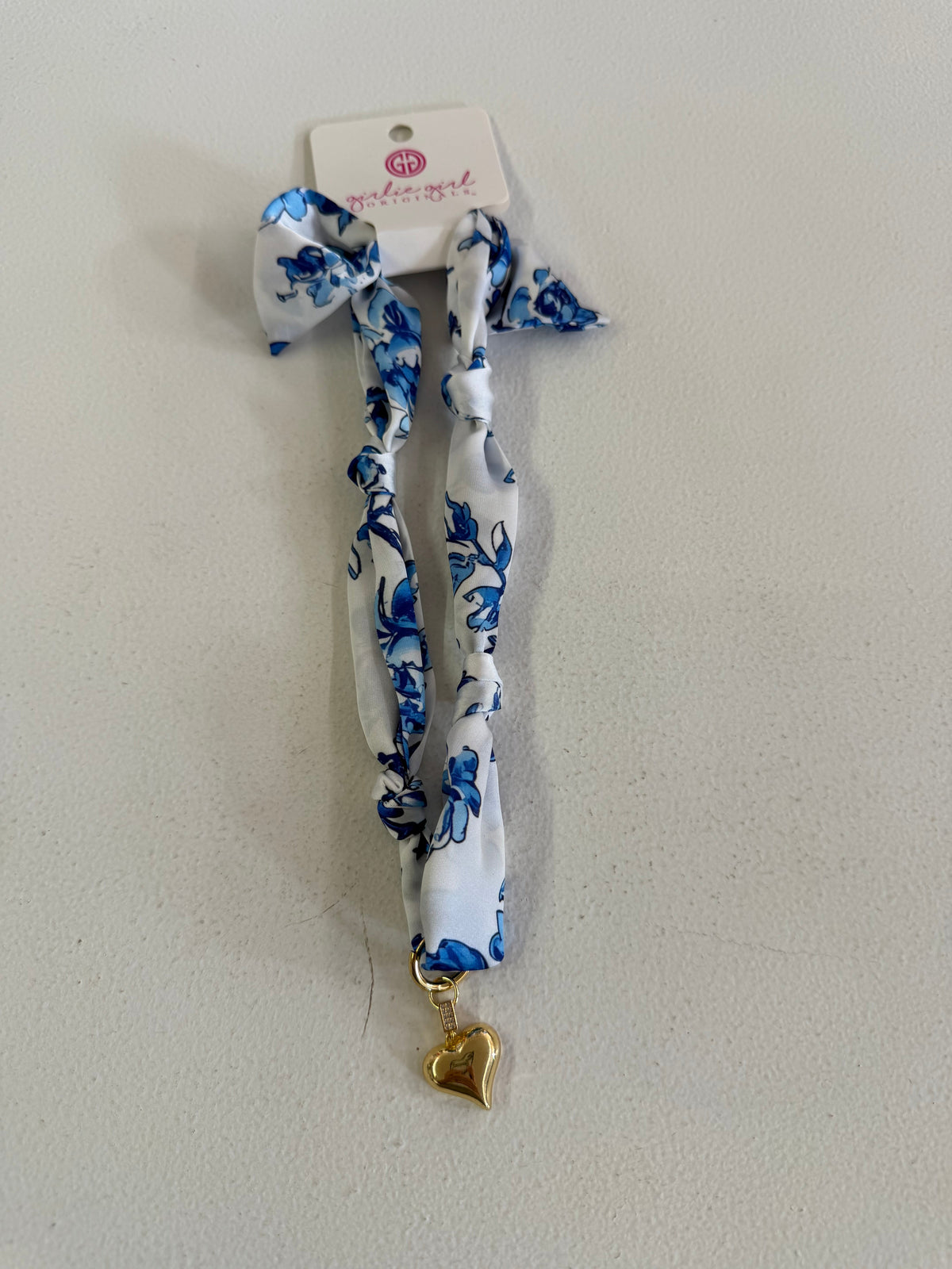 GIRLIE GIRL BLUE SCARF NECKLACE WITH CHARM Girlie Girl Originals