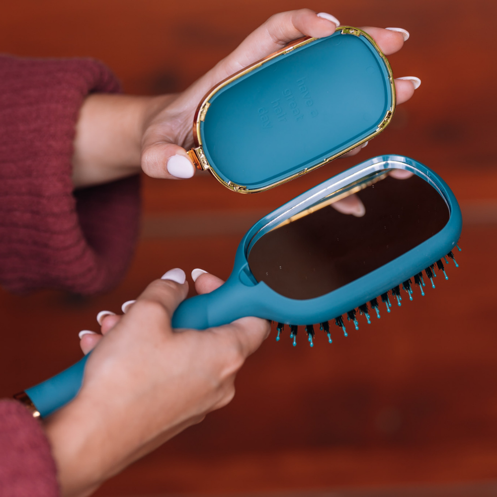 TELETIES - Boar Bristle Hair Brush - Teal With It TELETIES