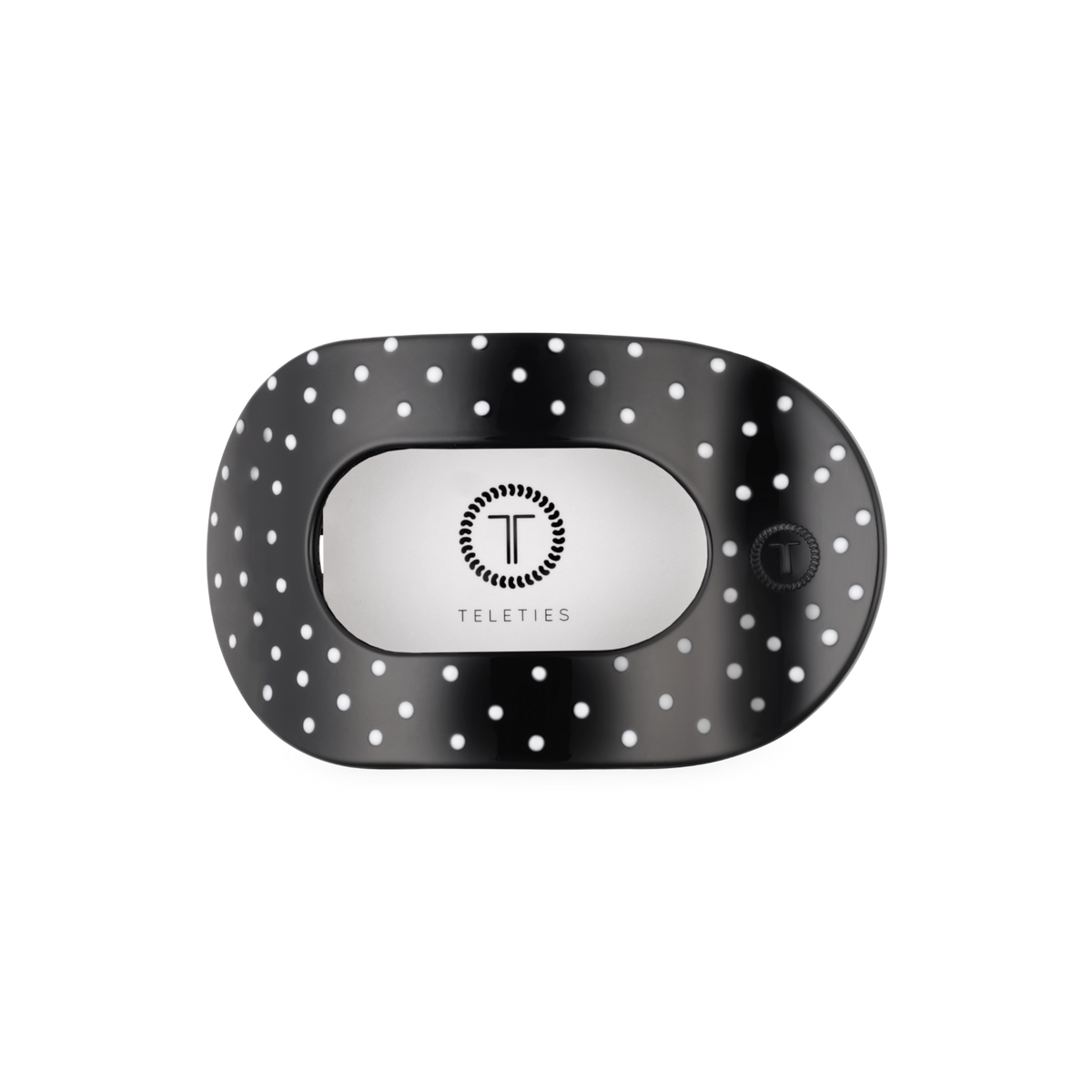 TELETIES - Black Polka Dot Party Medium Flat Round Hair Clip TELETIES