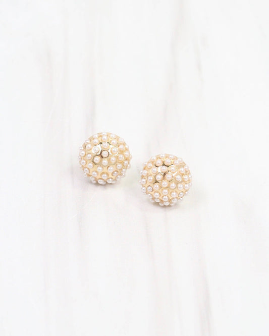 Caroline Hill - Modena Pearl Pave Stud Earring Gold: Default Caroline Hill