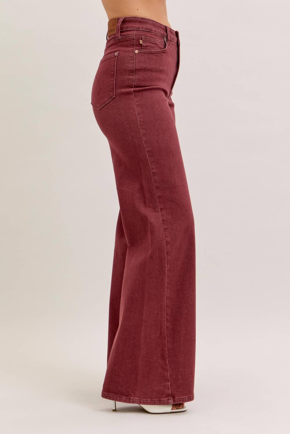 Judy Blue Jeans - HW Retro Wide With Twisted Seams: BURGUNDY / 5(27) Judy Blue Jeans