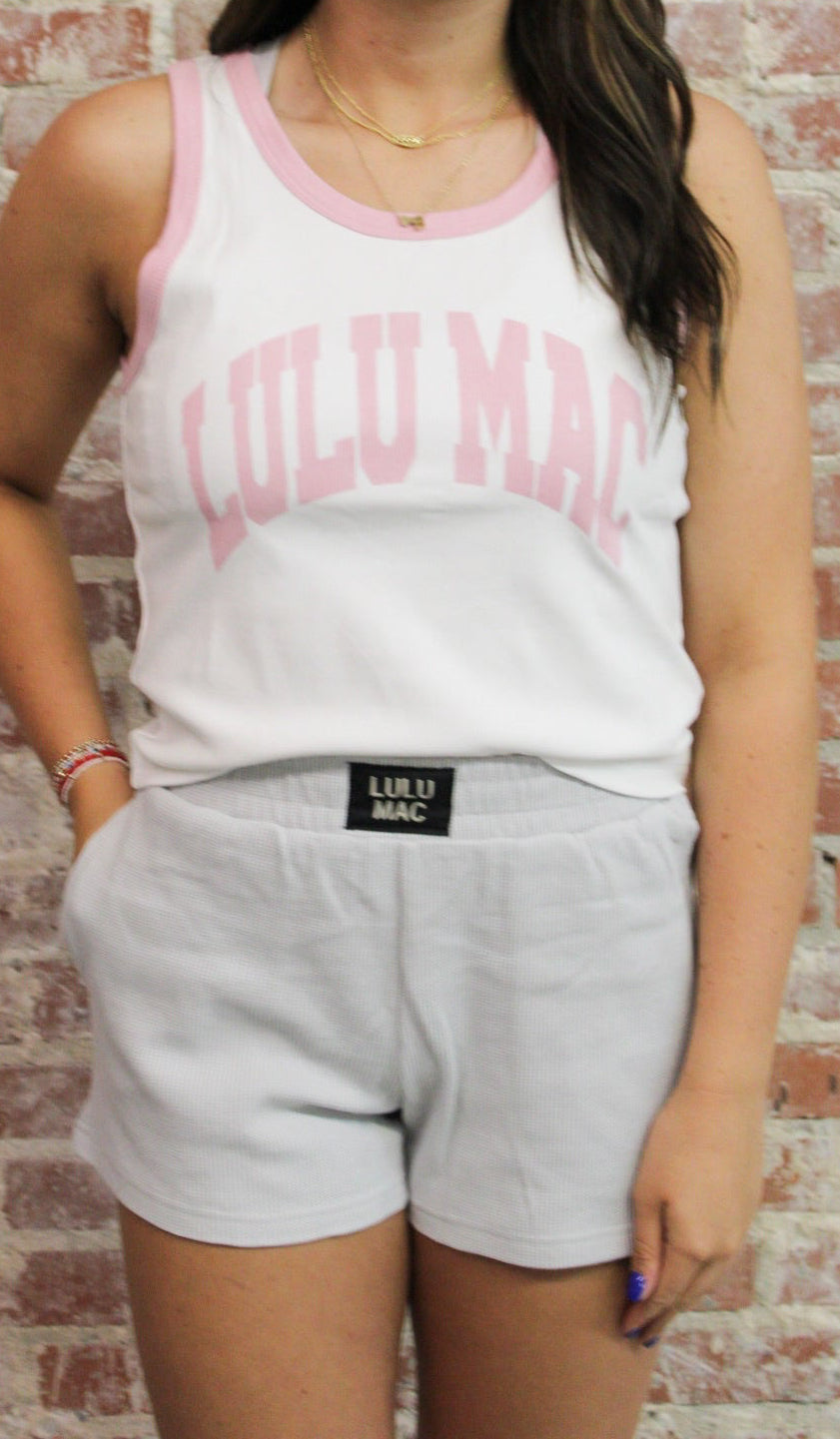 Lulu Mac Light Pink Lettering Tank Top Girlie Girl Originals