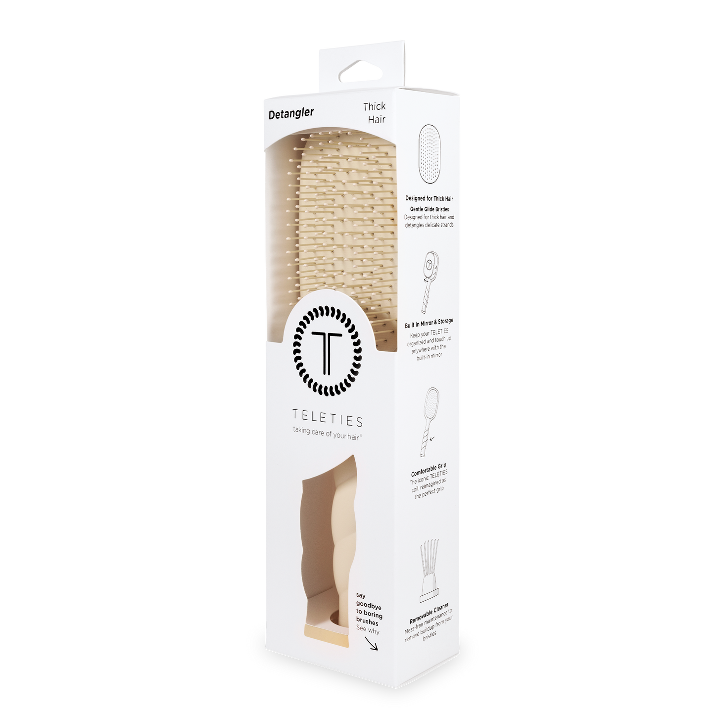 TELETIES - Detangler Hair Brush for Thick Hair - Tan TELETIES