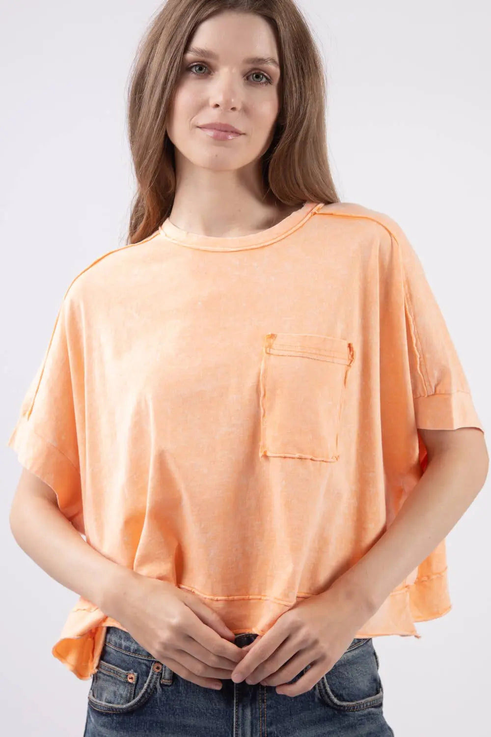 Oversized Washed Crop Knit Top VERY J / LOVE RICHE