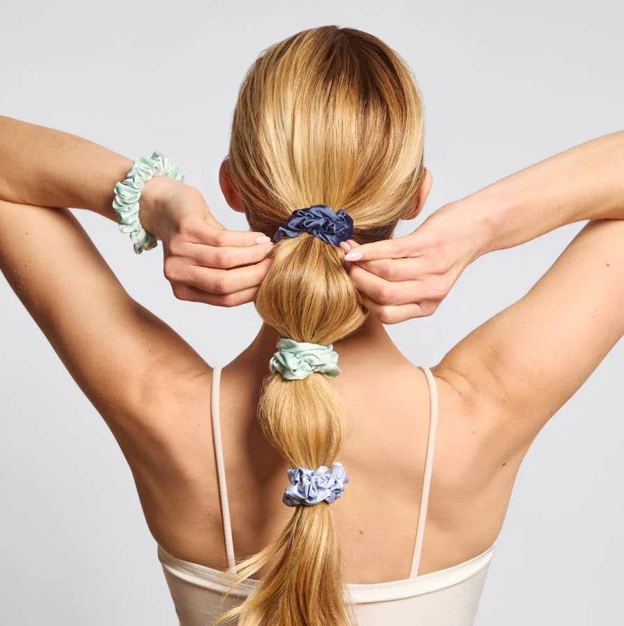 KITSCH - Ruched Satin Scrunchies 5pc Set - Garden Bouquet KITSCH