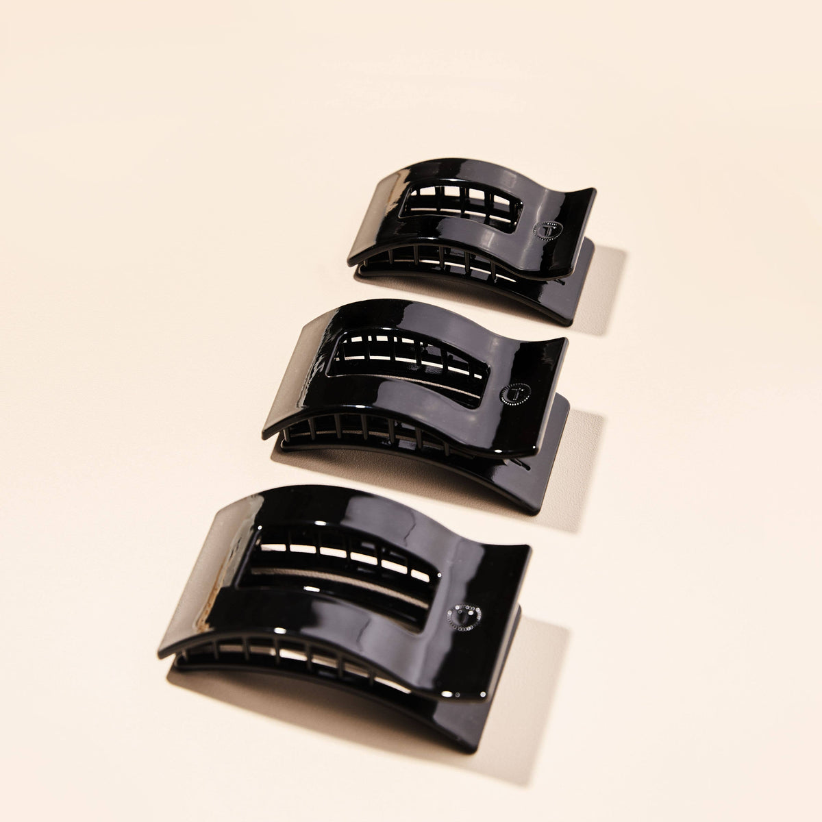 TELETIES - Jet Black | Large | Flat Rectangle Hair Clip TELETIES