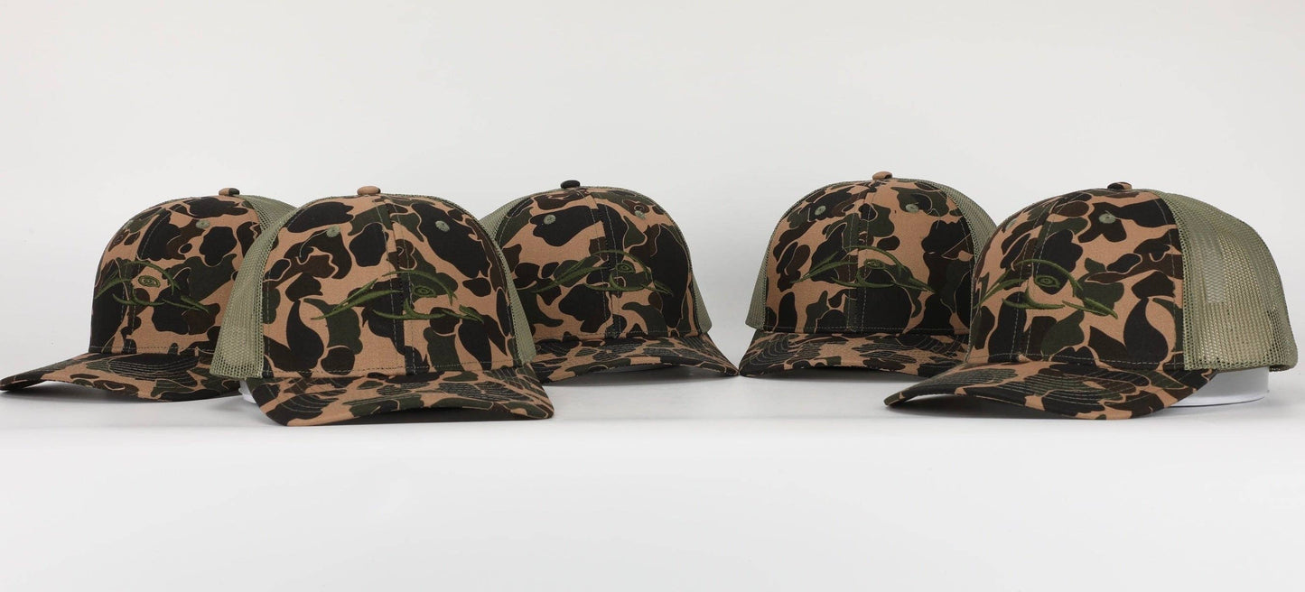 American Flyway Waterfowl - Old School Brown & Green AFW Logo Trucker American Flyway Waterfowl