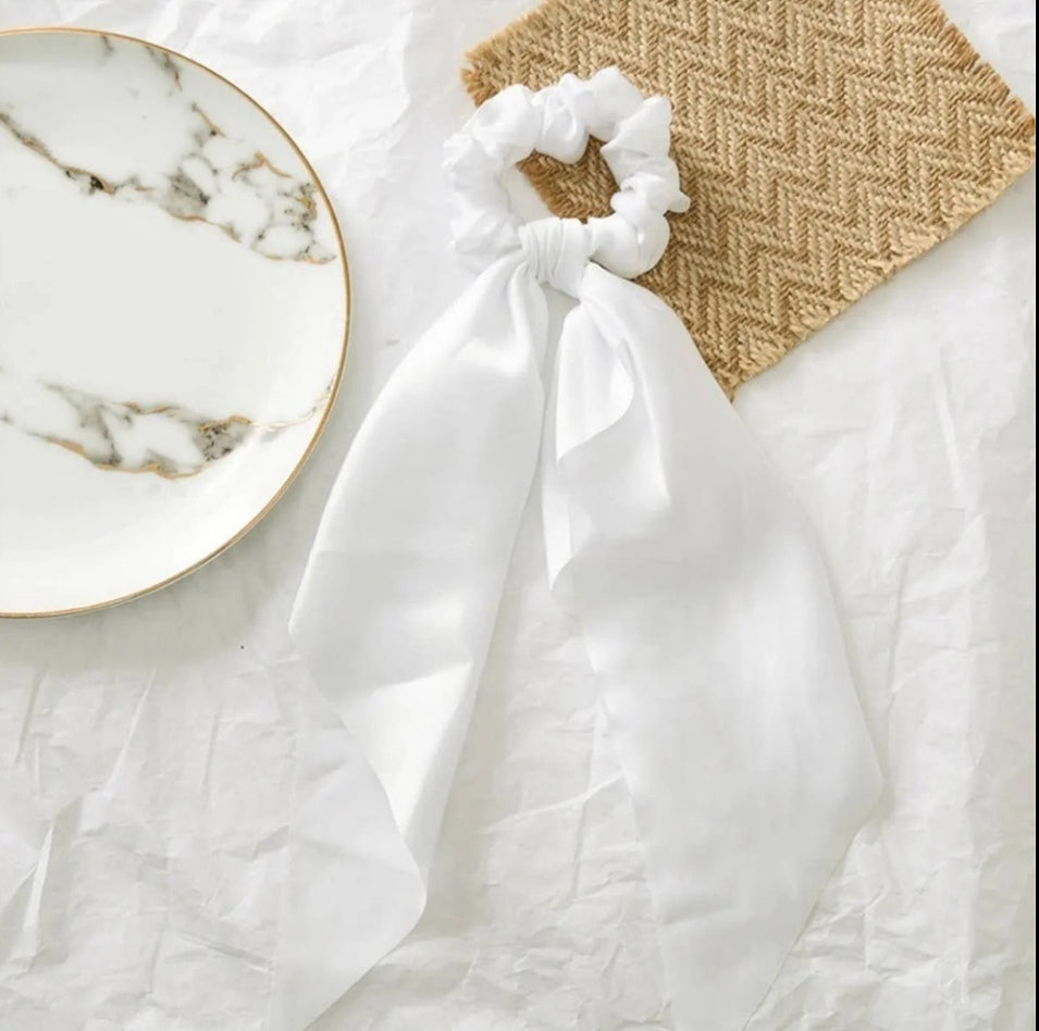 Solid Color Knotted Ribbon Hair Tie Scrunchies ACCITY