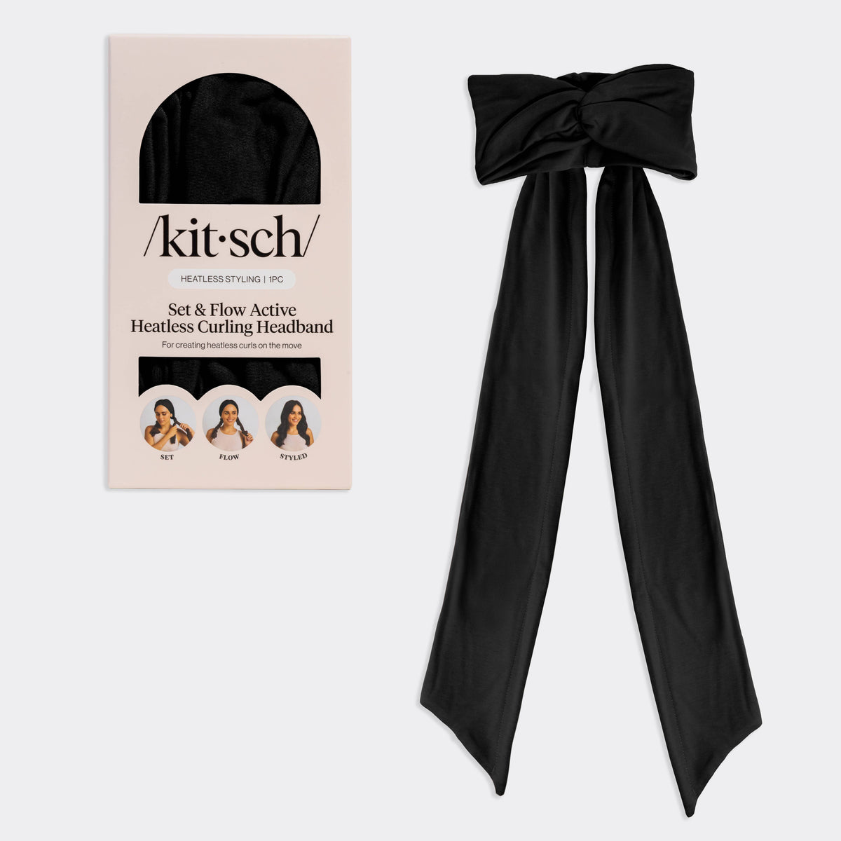 KITSCH - Set & Flow Heatless Curling Headband - Black KITSCH