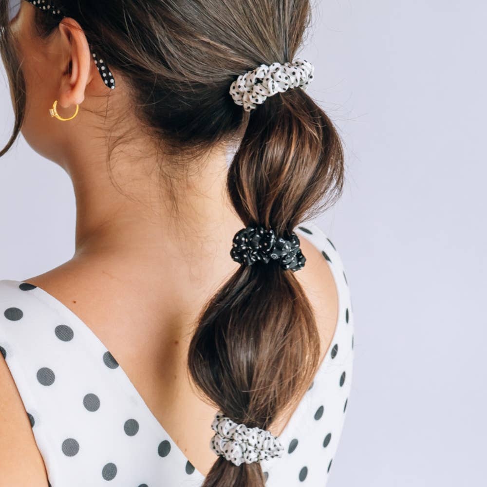 TELETIES - Polka Dot Party Small Silk Scrunchie TELETIES