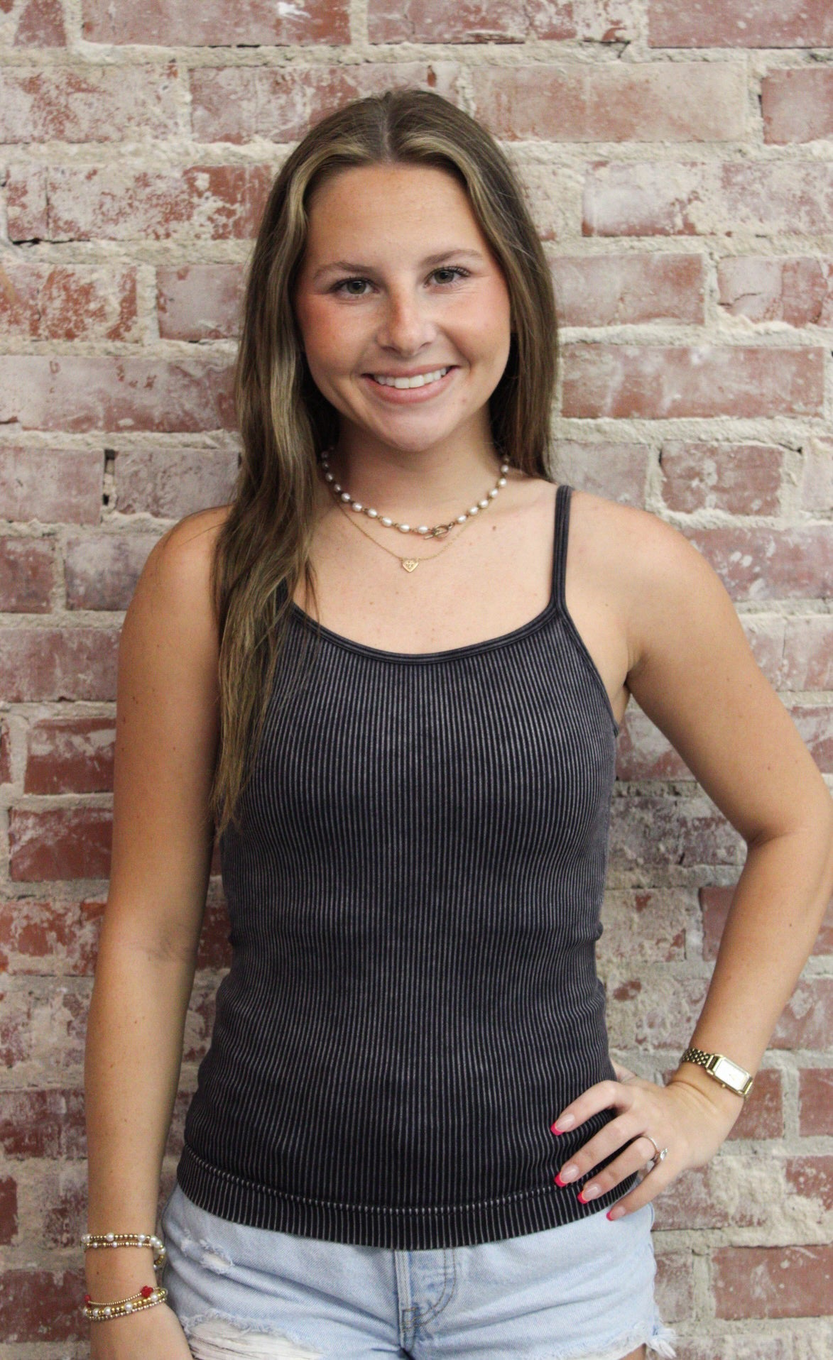 Zenana Black Stone Washed Ribbed Seamless Tank Top Zenana