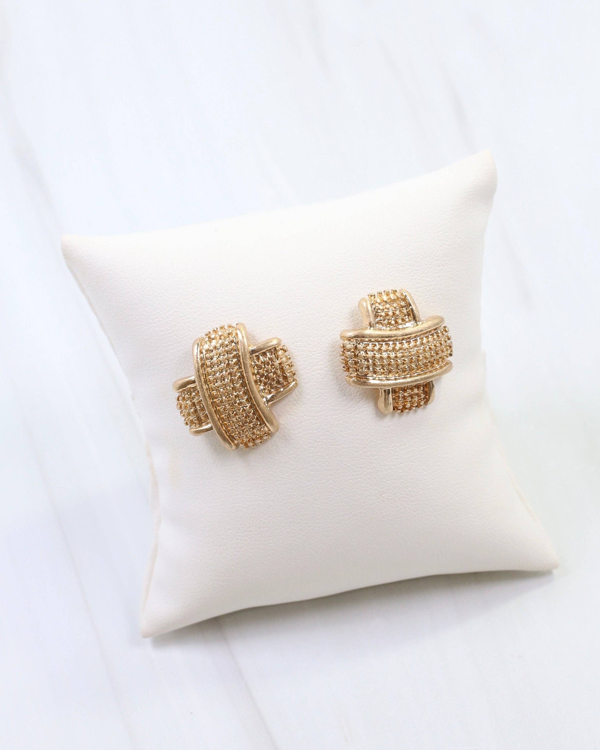 Caroline Hill - Bernadette Textured Stud Earring Worn Gold: Default Caroline Hill