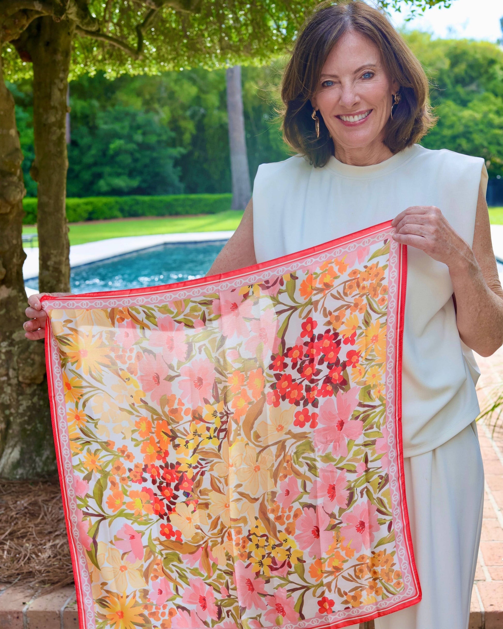 Caroline Hill - Elora Floral Print Scarf Pink Multi: Default Caroline Hill