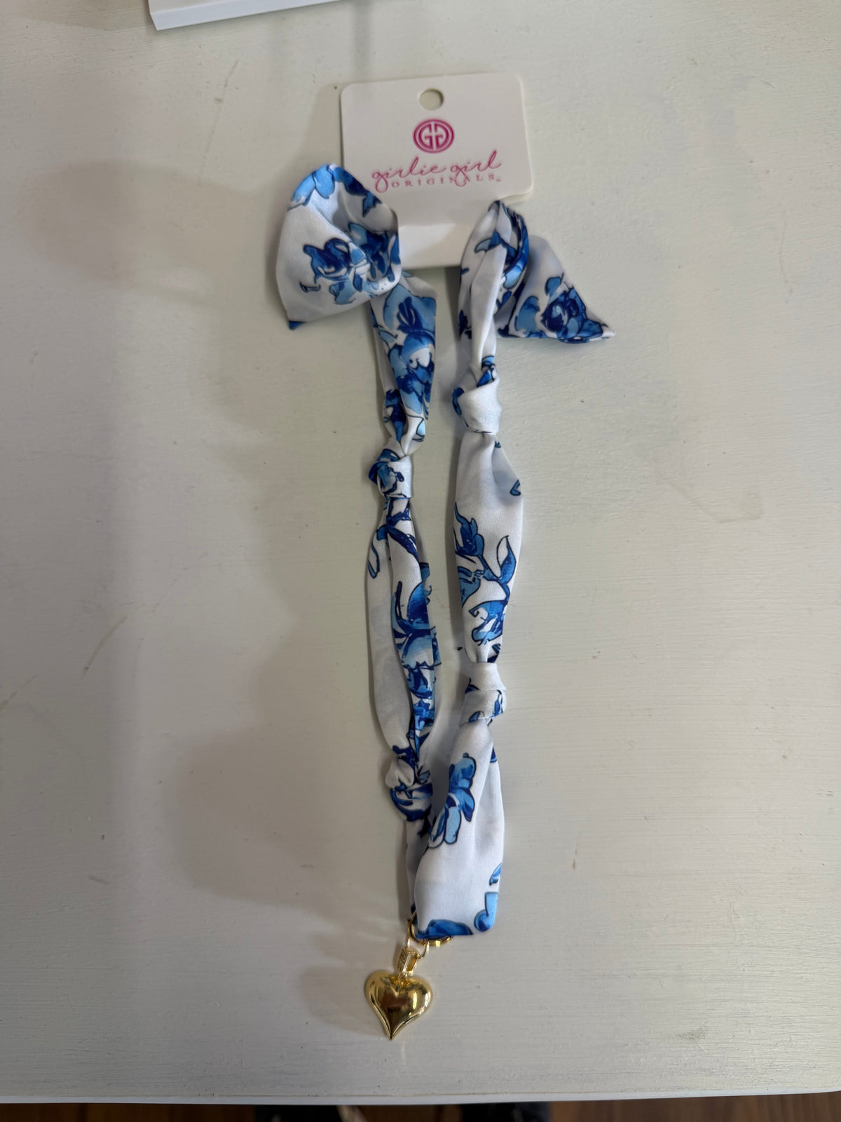 GIRLIE GIRL BLUE SCARF NECKLACE WITH CHARM Girlie Girl Originals