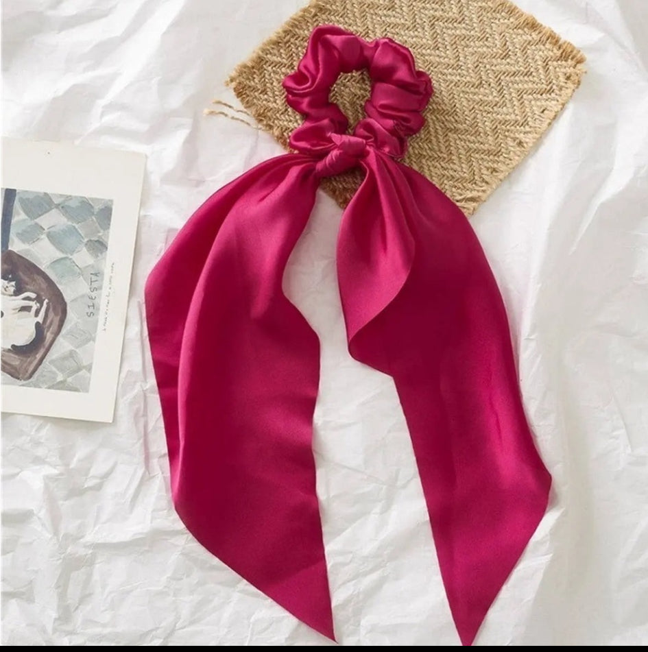Solid Color Knotted Ribbon Hair Tie Scrunchies ACCITY