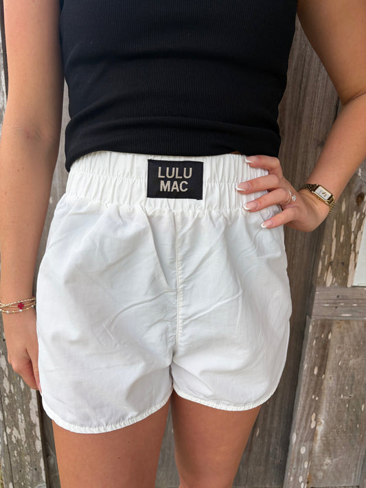 Lulu Mac White DD Athletic Shorts Girlie Girl Originals