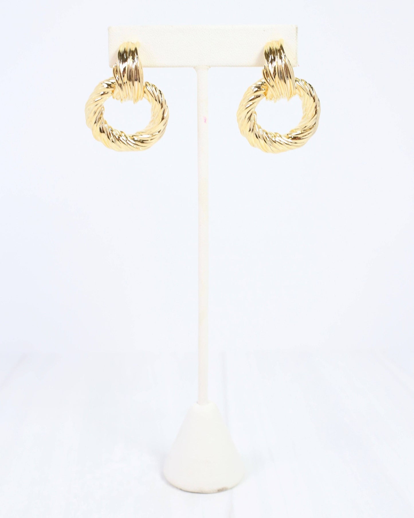 Caroline Hill - Traci Textured Drop Earring Gold: Default Caroline Hill