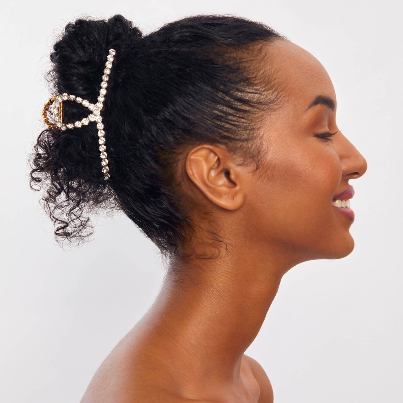 KITSCH - Metal Rhinestone Loop Claw Clip 1pc- Gold KITSCH