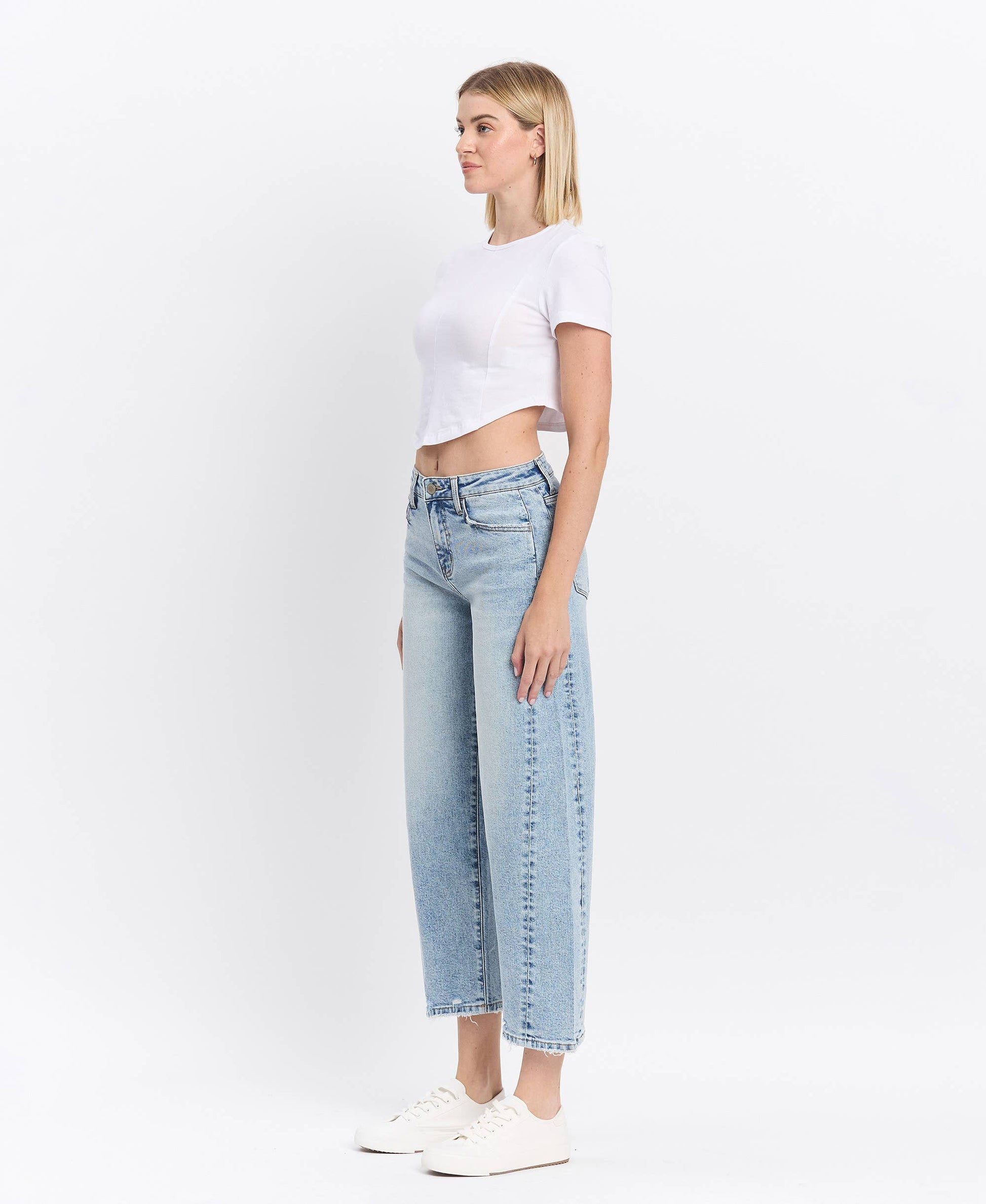 Lovervet by VERVET - HIGH RISE TWIST BARREL JEANS LV1502: PAPER TRAILS / 32 Lovervet by VERVET