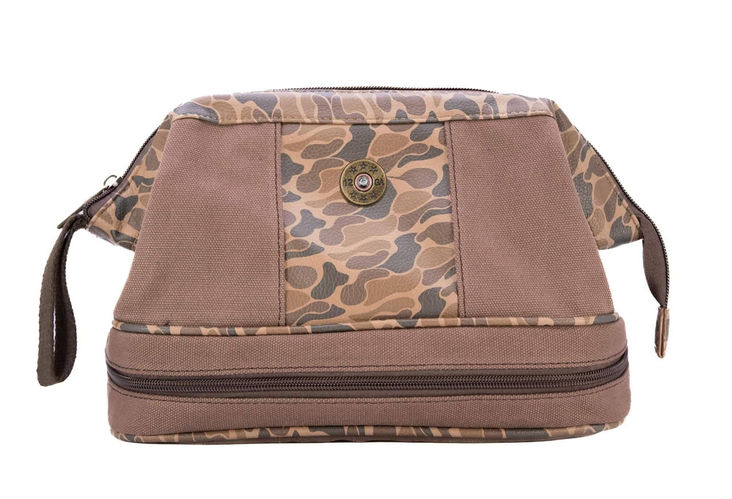 Zep-Pro - Shot Shell Brown Waxed Canvas Old School Camo Men's Toiletry Dopp Bag.: Brown/Tan Zep-Pro