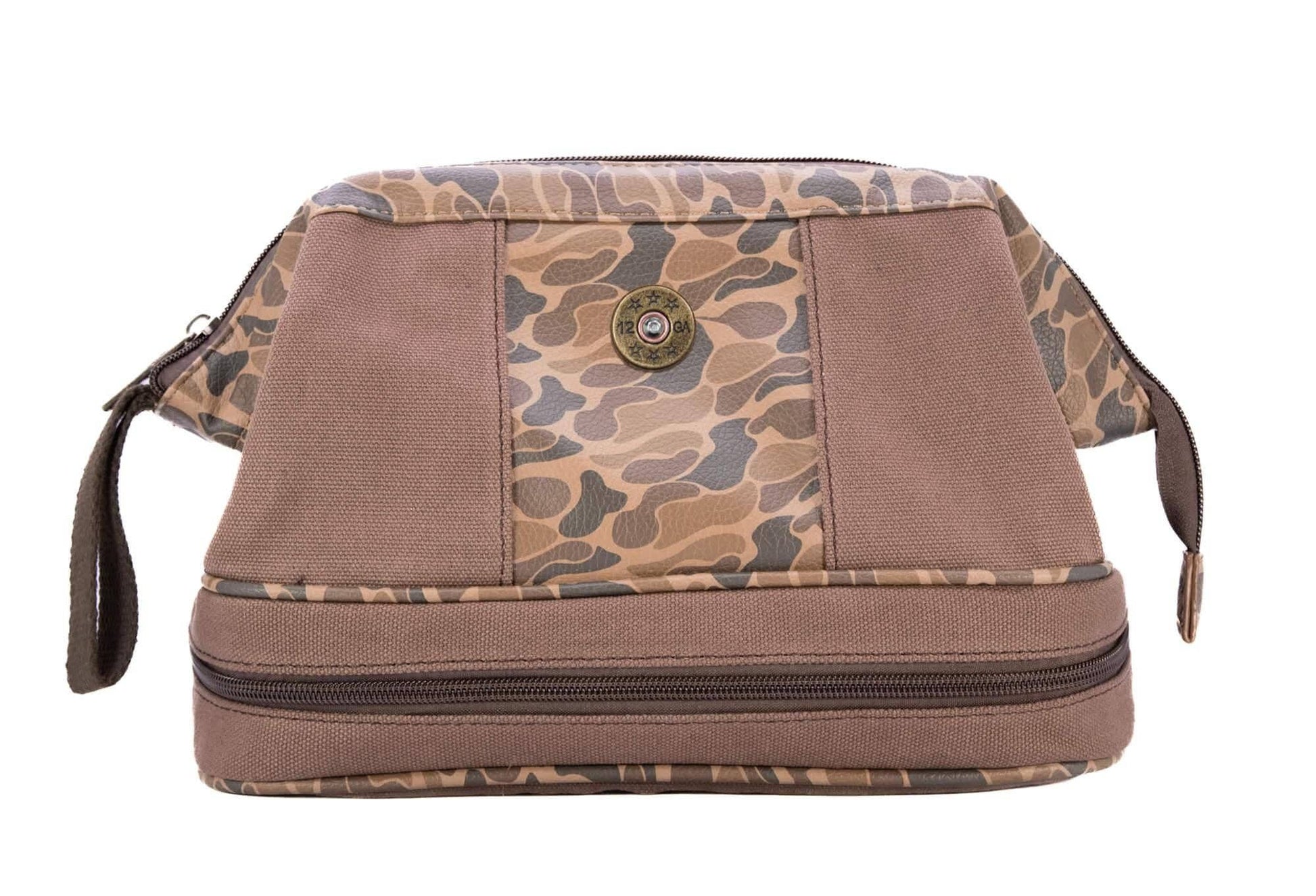 Zep-Pro - Shot Shell Brown Waxed Canvas Old School Camo Men's Toiletry Dopp Bag.: Brown/Tan Zep-Pro