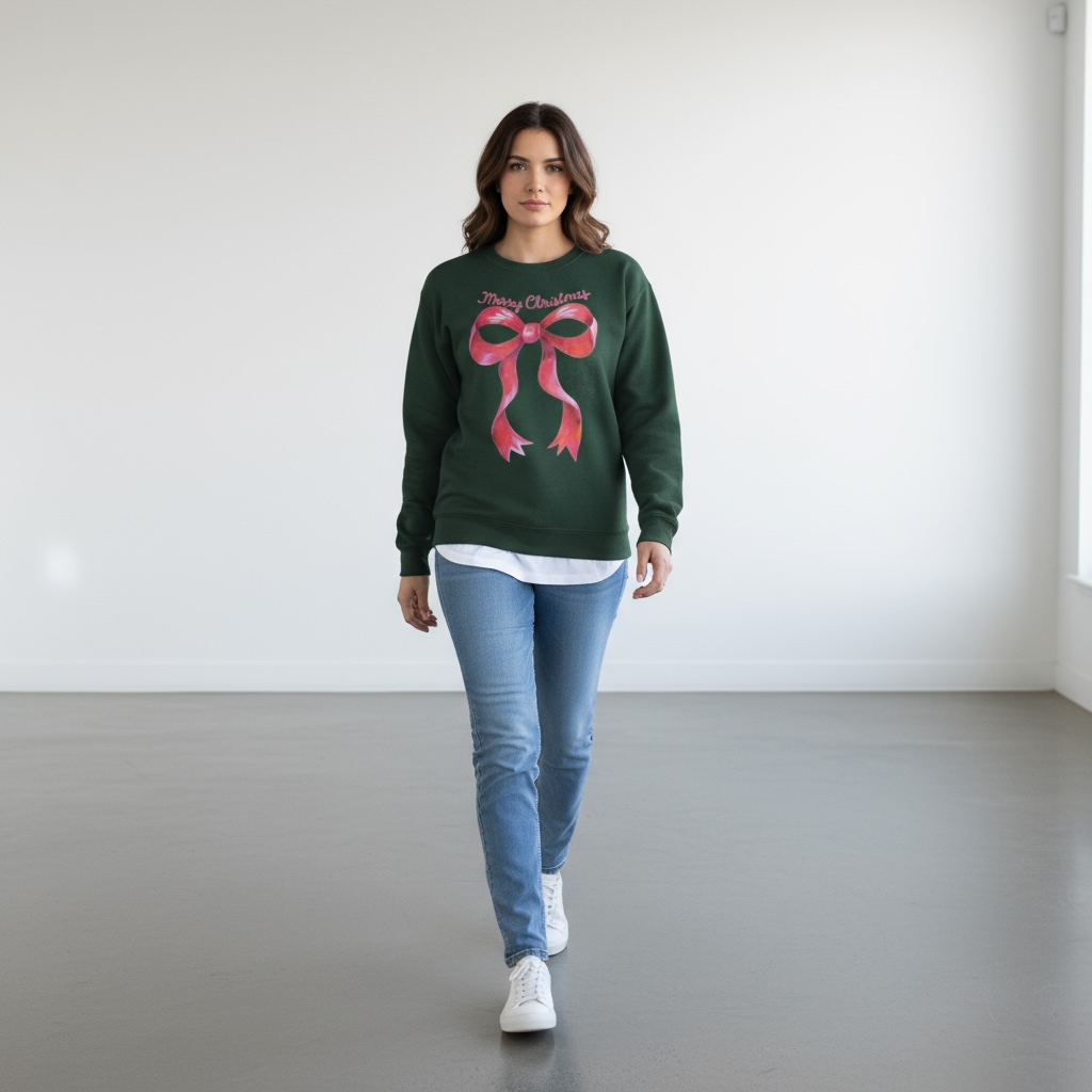 Merry Christmas Red Bow Sweatshirt SOUTHERN SUNDROP BOUTIQUE