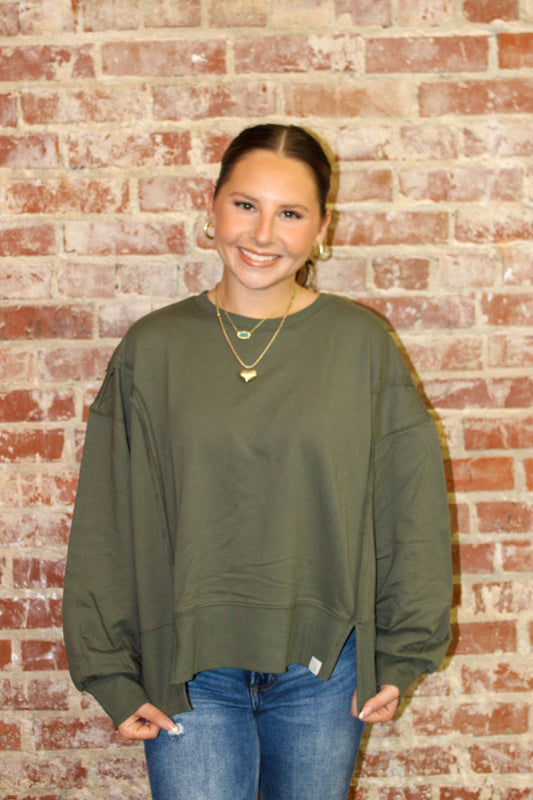 Local Girl Olive Daily Crew Top LOCAL BOY OUTFITTER