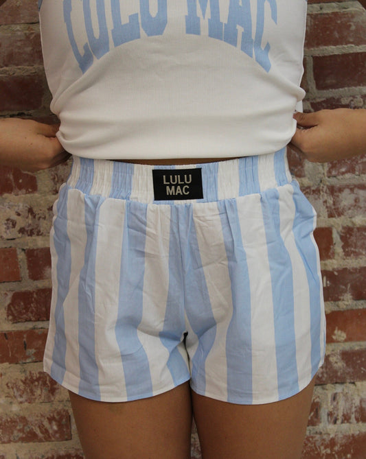 Lulu Mac Light Blue Darby Boxer Shorts Girlie Girl Originals