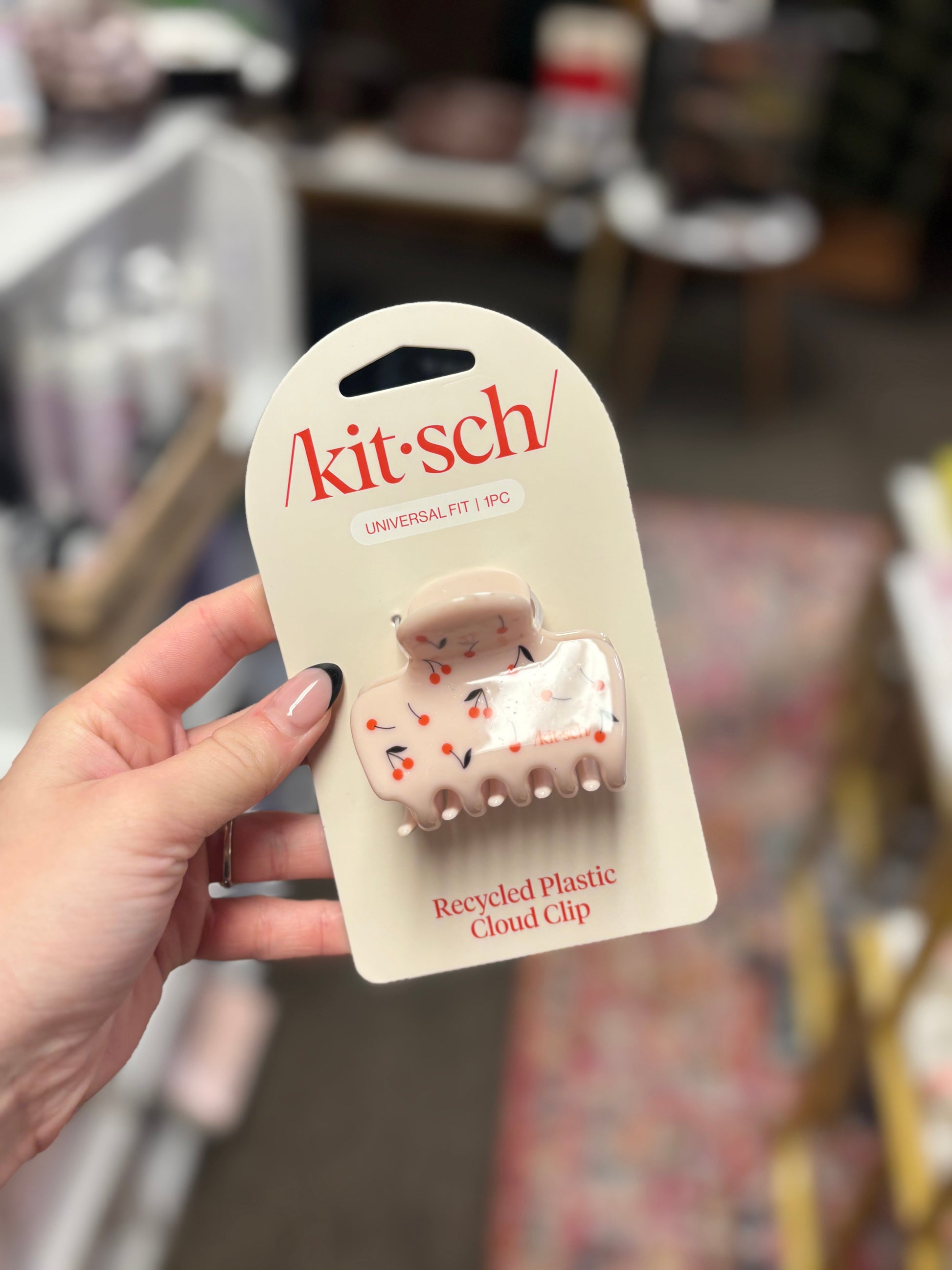 Cherry Print Recycled Plastic Medium Cloud Clip KITSCH