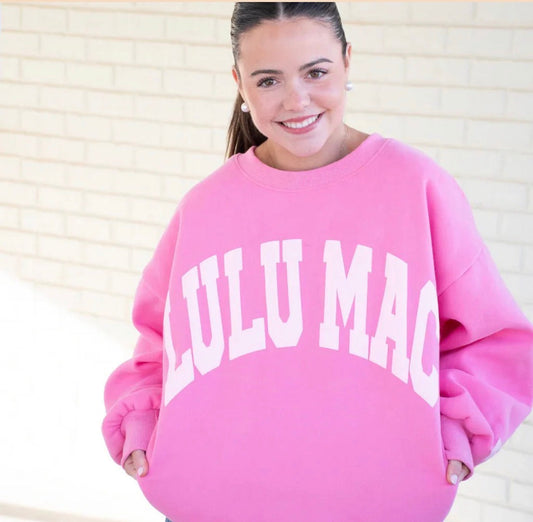 Lulu Mac Pink With Light Pink Puff Sweater Top SOUTHERN SUNDROP BOUTIQUE